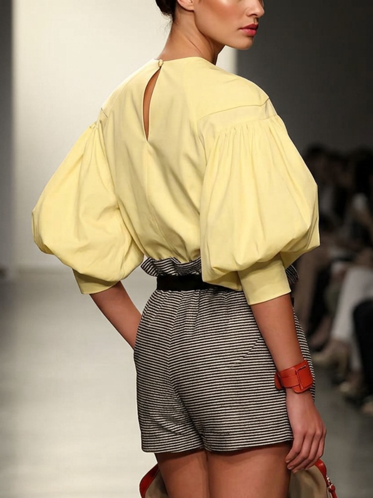 Yeezzi Women Round Neck Asymme - Yellow Summer Clothing ulasan dan harga