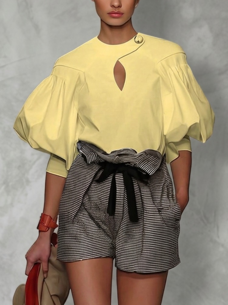 Yeezzi Women Round Neck Asymme - Yellow Summer Clothing ulasan dan harga