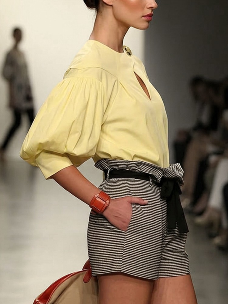 Yeezzi Women Round Neck Asymme - Yellow Summer Clothing ulasan dan harga