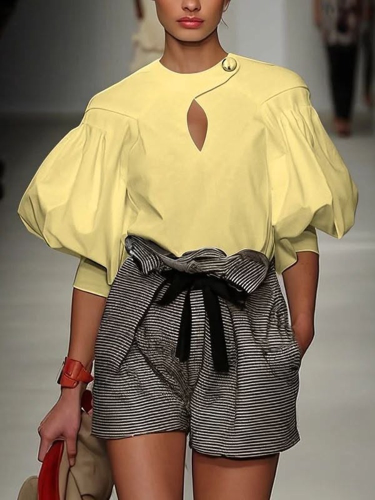 Yeezzi Women Round Neck Asymme - Yellow Summer Clothing ulasan dan harga