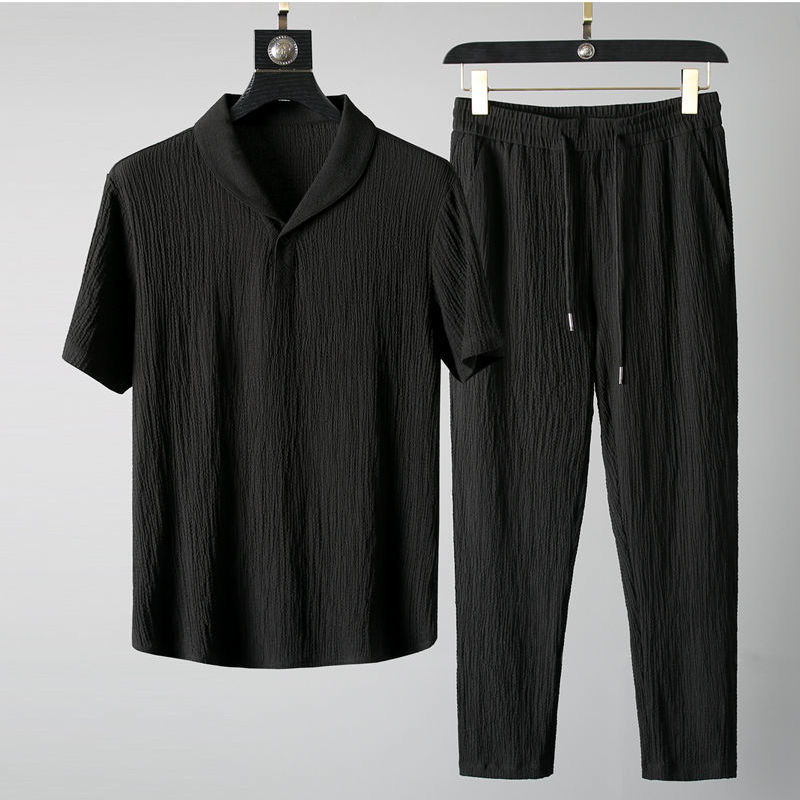 Summer Ultra-thin Two-piece Ic - Summer Clothing Men Linen ulasan dan harga