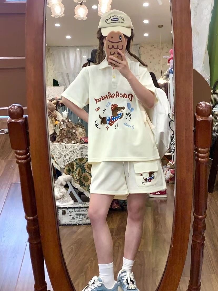 Kawaii Embroidery Dog Japan St - Japan Summer Clothing Women ulasan dan harga