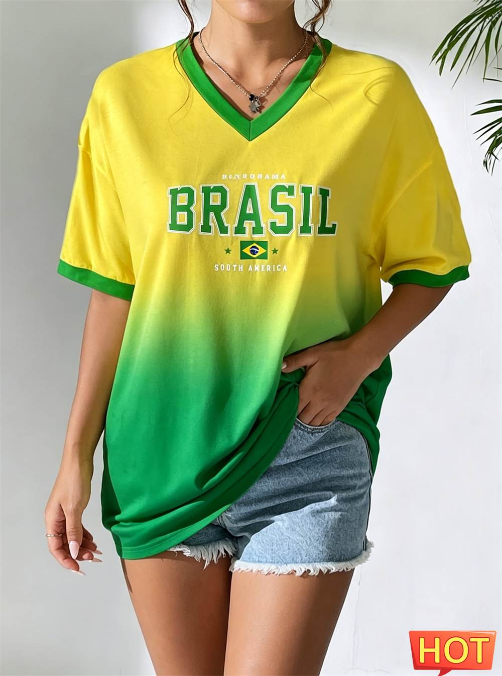 New Brazilian T-shirt Summer W - Yellow Summer Clothing ulasan dan harga