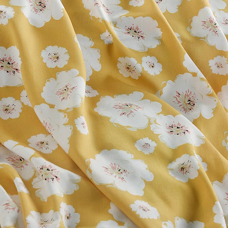 White Floral Printed on Lovely - Soft Summer Yellow Clothing ulasan dan harga