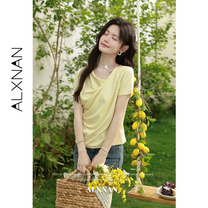 ALXNAN Yellow T-shirts Women 2 - Yellow Summer Clothing ulasan dan harga
