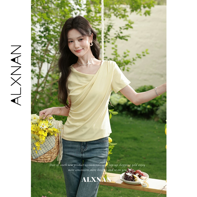 ALXNAN Yellow T-shirts Women 2 - Yellow Summer Clothing ulasan dan harga