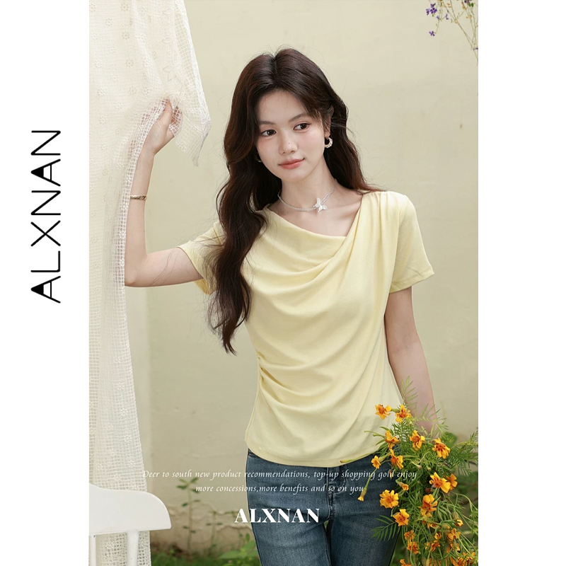 ALXNAN Yellow T-shirts Women 2 - Yellow Summer Clothing ulasan dan harga